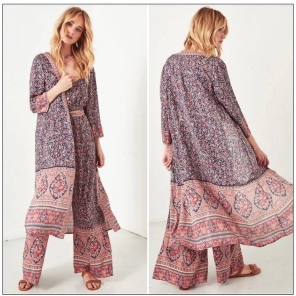 Spell & The Gypsy Free People Jasmine Duster Robe Women S Blue Pink Folk Town